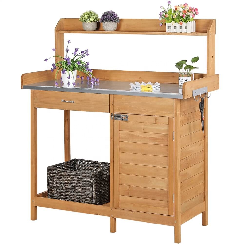 Outdoor Furniture Wood - 야외 가구용 원목 화분 작업대