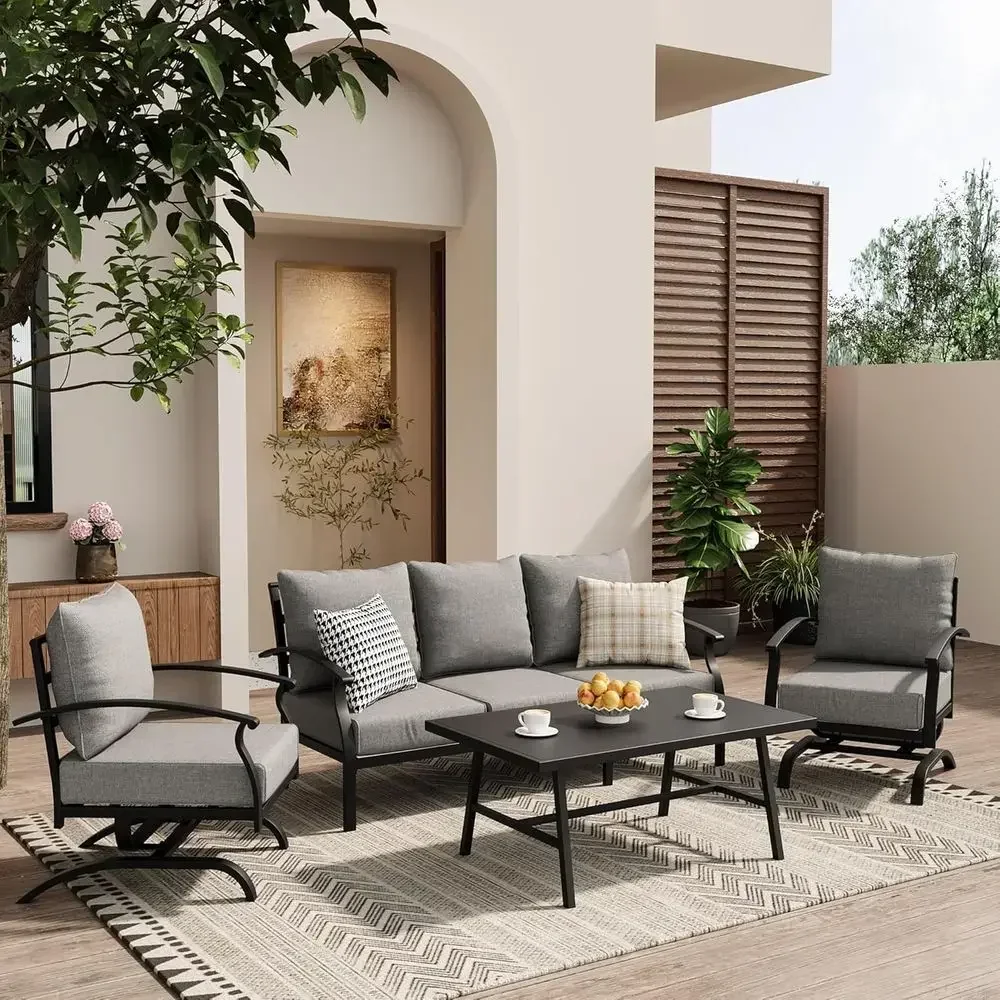 Outdoor Furniture Metal Chairs - 회색 금속 소재의 야외용 파티오 가구