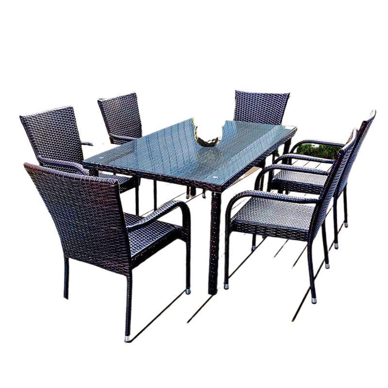 Outdoor Furniture Metal - 야외 라탄 테이블과 의자 거실 야외