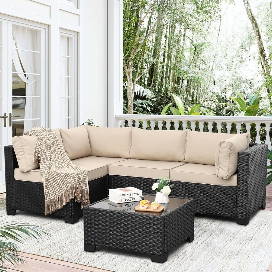 Outdoor Furniture Metal Chairs - 실외용 5인용 파티오 가구 세트, 검은색