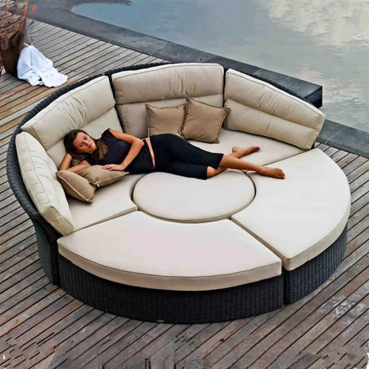 Outdoor Daybed Furniture - 럭셔리 정원 야외 가구 원형 위커