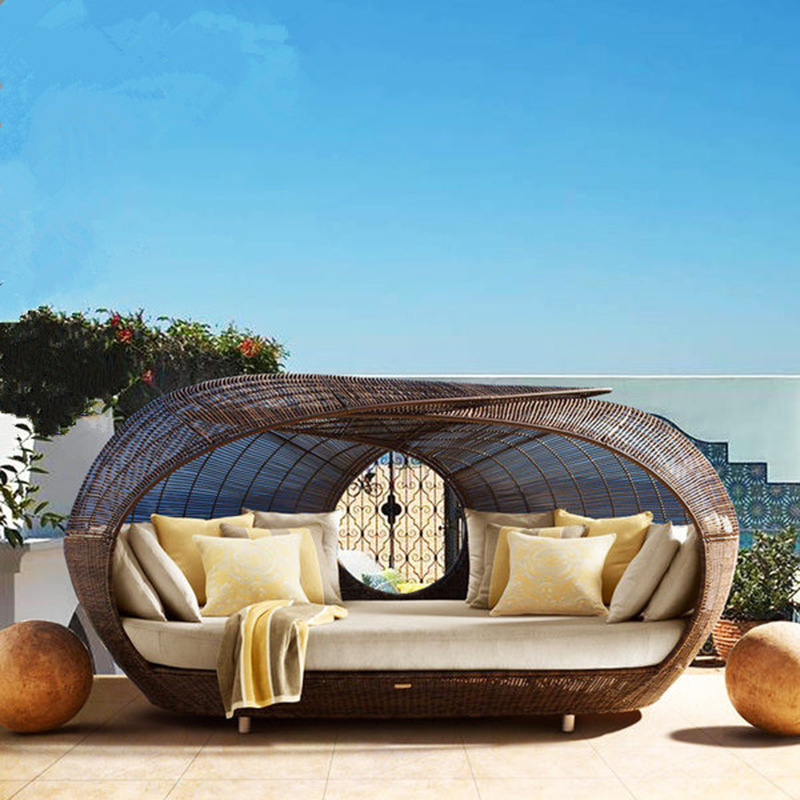 야외용 고품질 반원형 라탄 데이베드 위커 파티오 가구  - Outdoor Daybed Furniture 리뷰 및 가격
