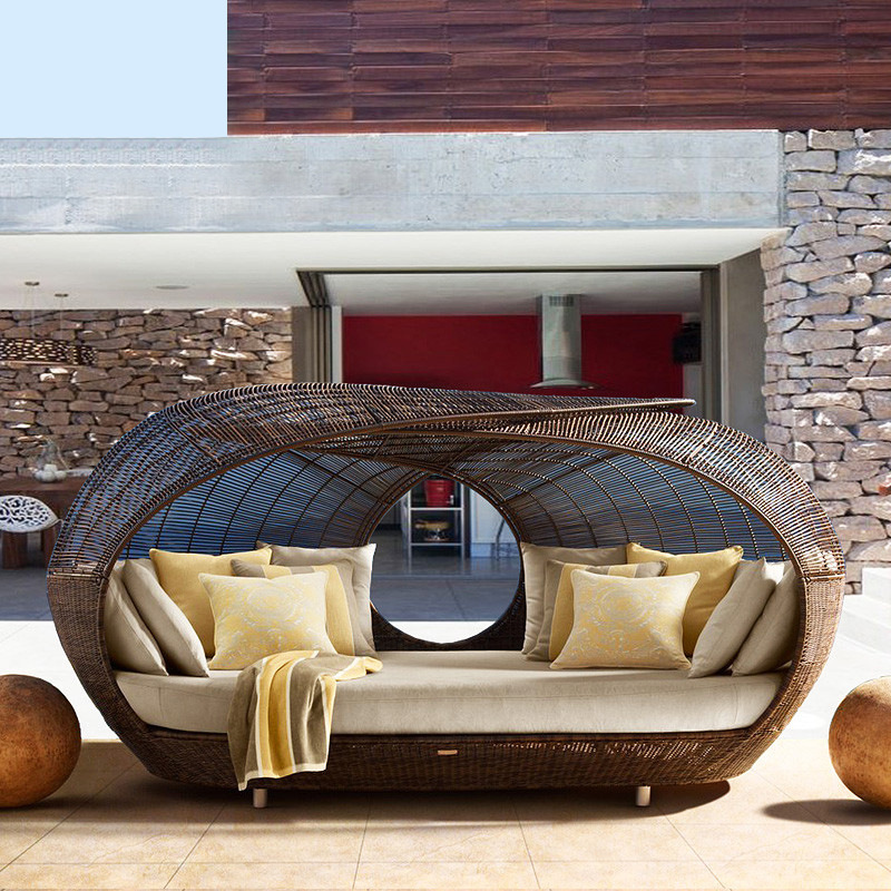 야외용 고품질 반원형 라탄 데이베드 위커 파티오 가구  - Outdoor Daybed Furniture 리뷰 및 가격