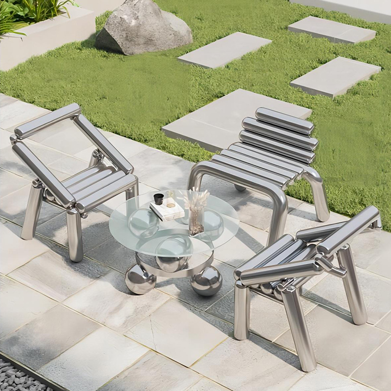 스테인레스 스틸 의자 라이트 럭셔리 크리에이티브 심플  - Outdoor Furniture Luxury 리뷰 및 가격