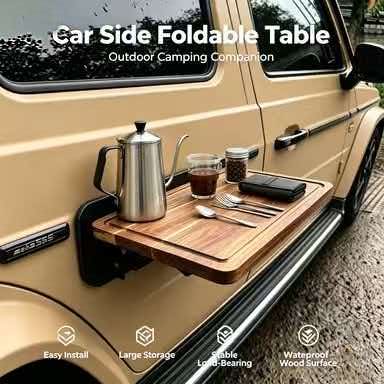 빠른 설치 자동차 측면 장착형 접이식 나무 테이블, 야 - Outdoor Furniture Wood 리뷰 및 가격