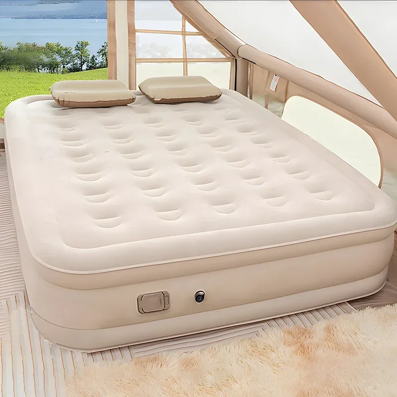 내장형 펌프가 있는 퀸 사이즈 에어 매트리스, 손으로  - Outdoor Furniture Luxury 리뷰 및 가격