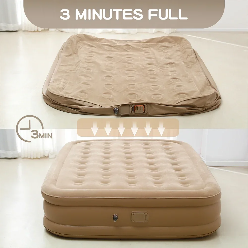 내장형 펌프가 있는 퀸 사이즈 에어 매트리스, 손으로  - Outdoor Furniture Luxury 리뷰 및 가격
