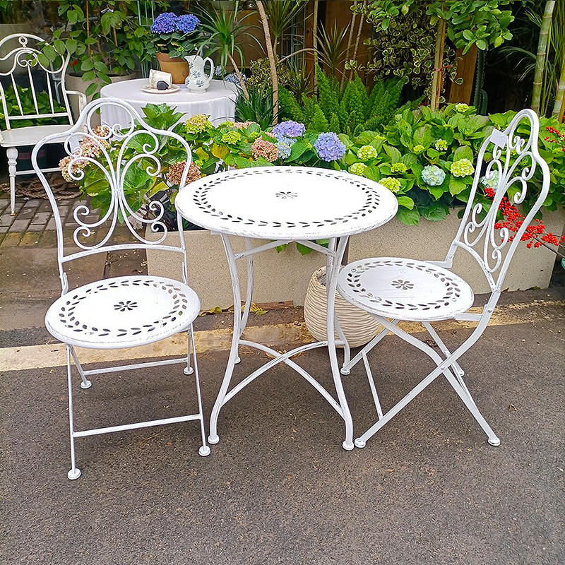 프랑스 컨트리풍 철제 테이블 및 의자, 야외 파티오 가 - Outdoor Furniture Metal Chairs 리뷰 및 가격