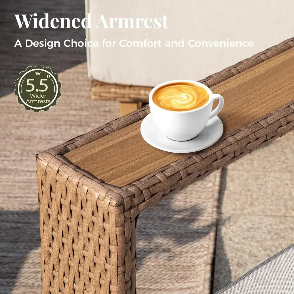 6피스 야외용 위커 소파 세트(두꺼운 쿠션 포함, 파티 - Outdoor Furniture Luxury 리뷰 및 가격